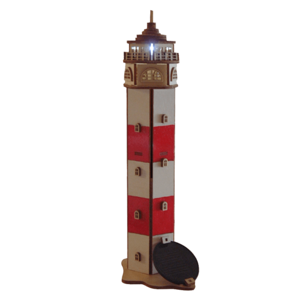 Phare Lumineux Solaire Bois Naturel